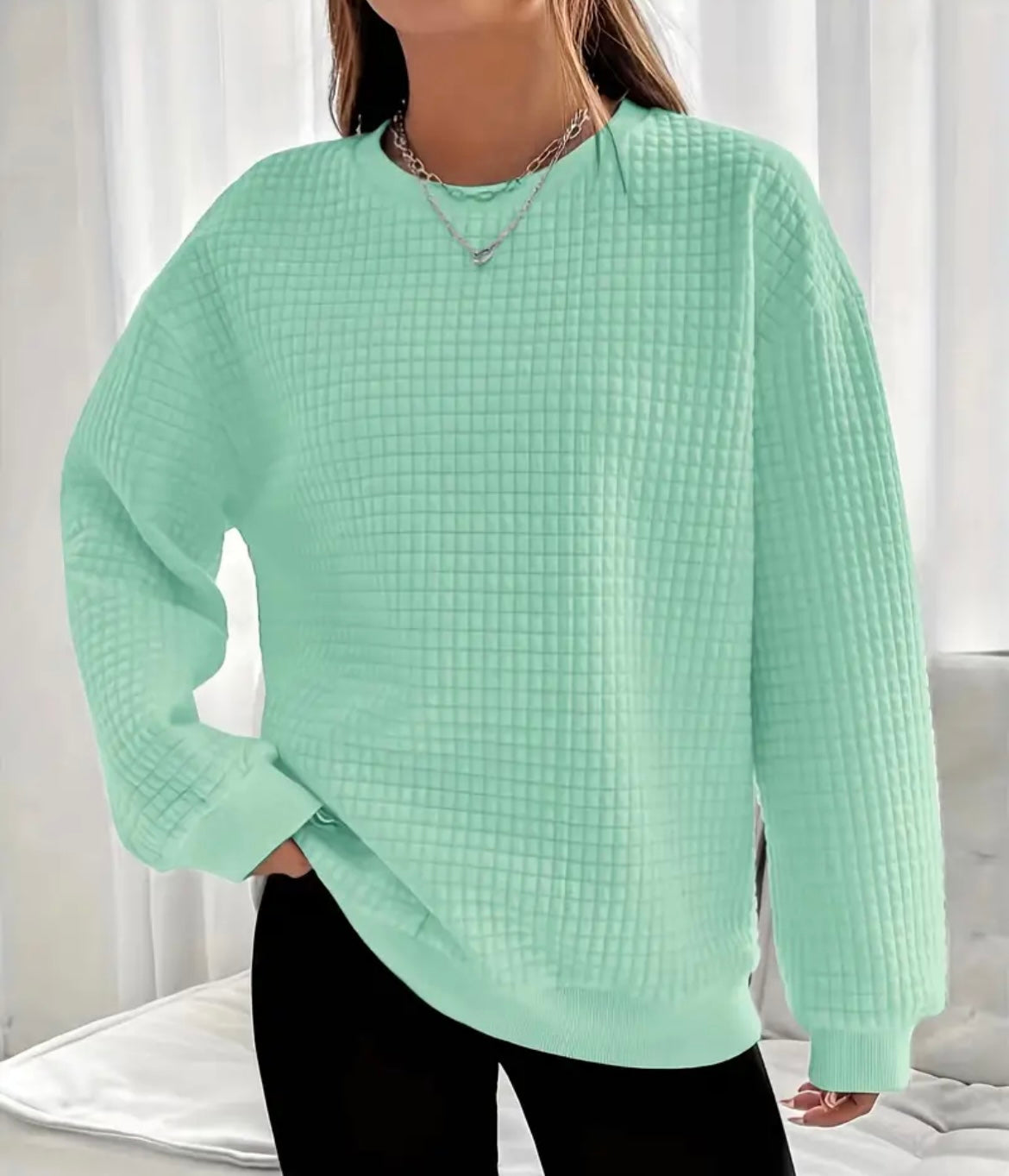 Mint Waffle Sweater