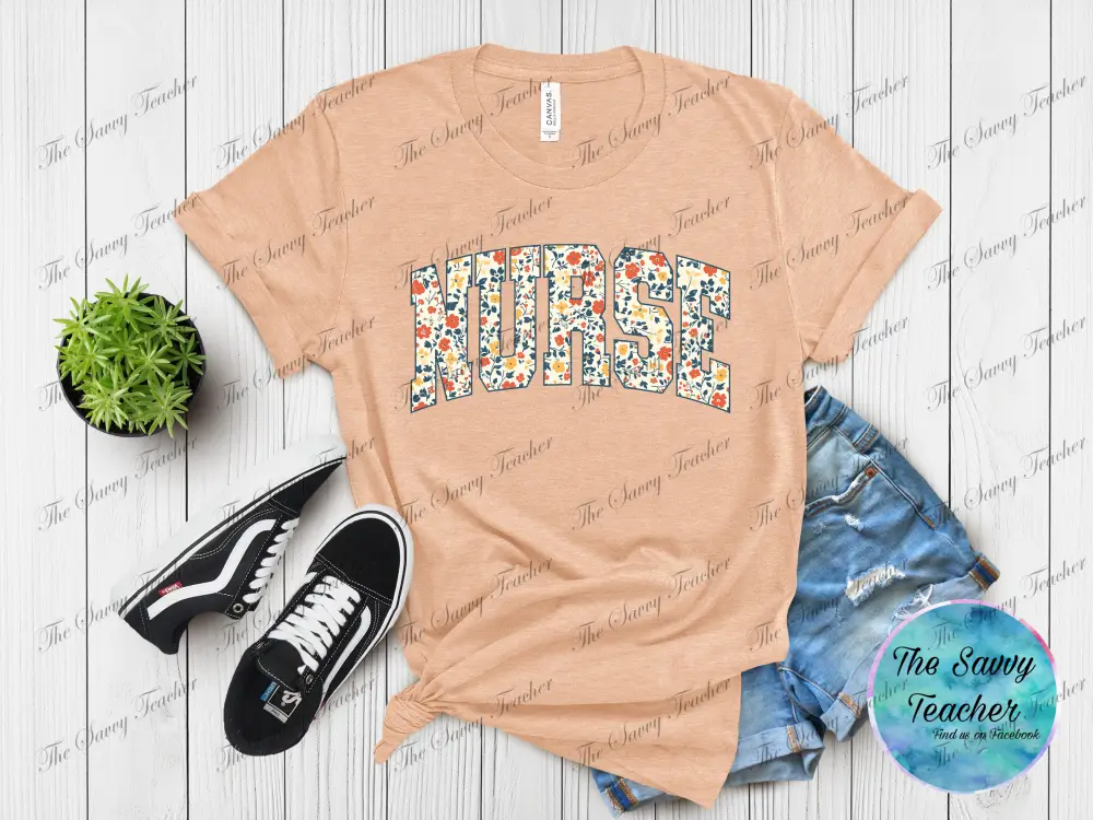 Floral Nurse - small - t-shirt