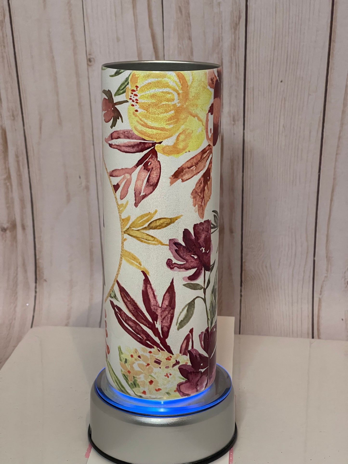 Dark red floral mama 20 oz holographic glitter tumbler