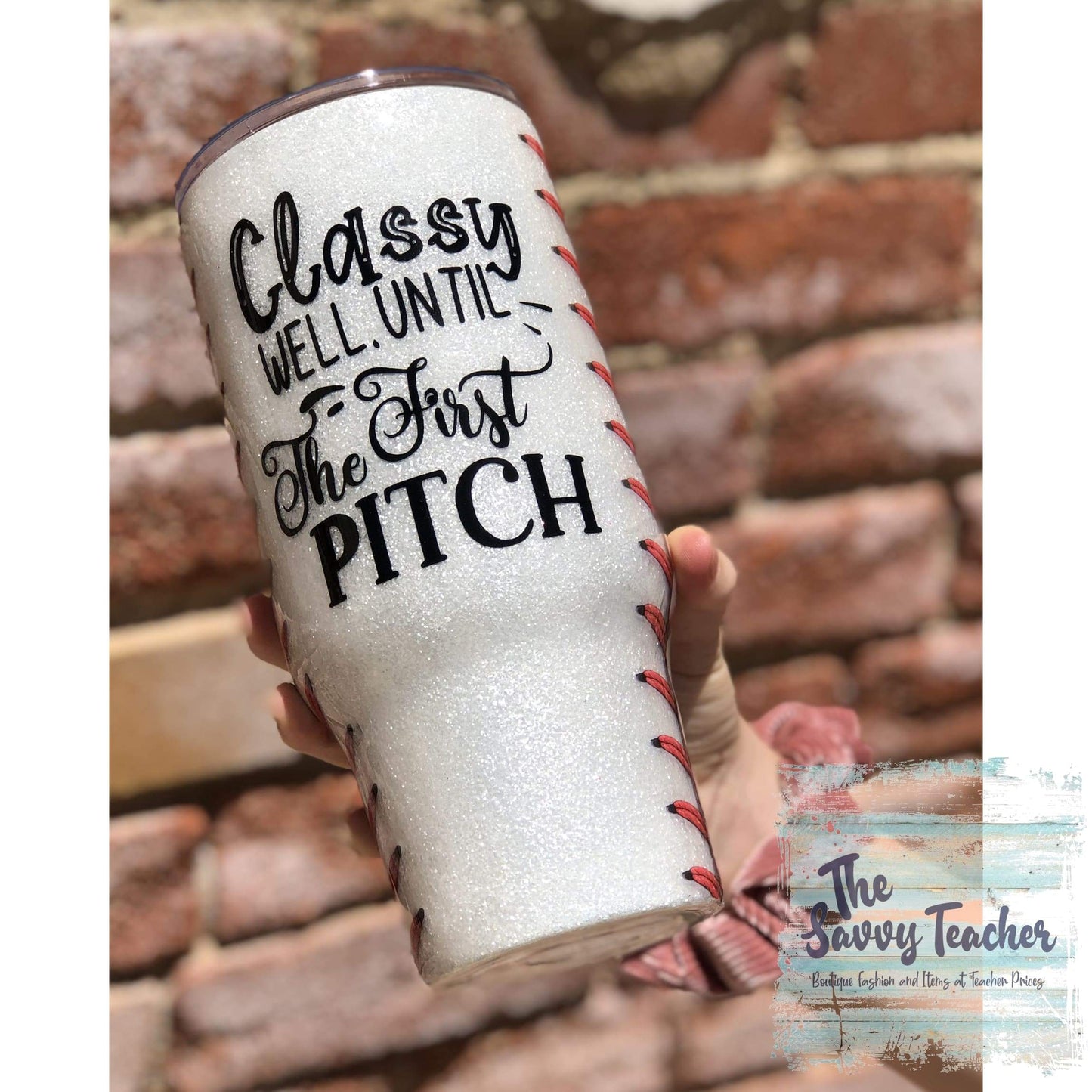 Classy Until the First Pitch 30 oz baseball design tumbler -
