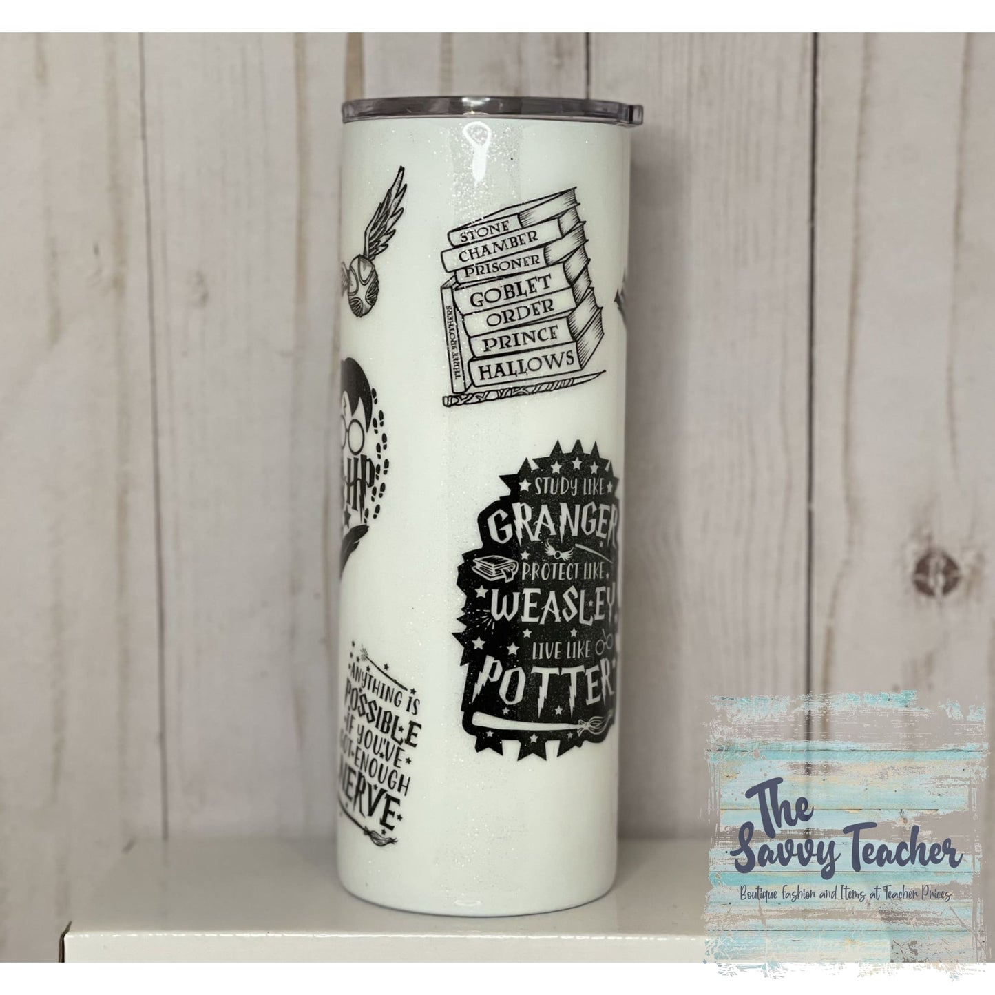 Hp Love Black and White Graphic Tumbler - Tumbler