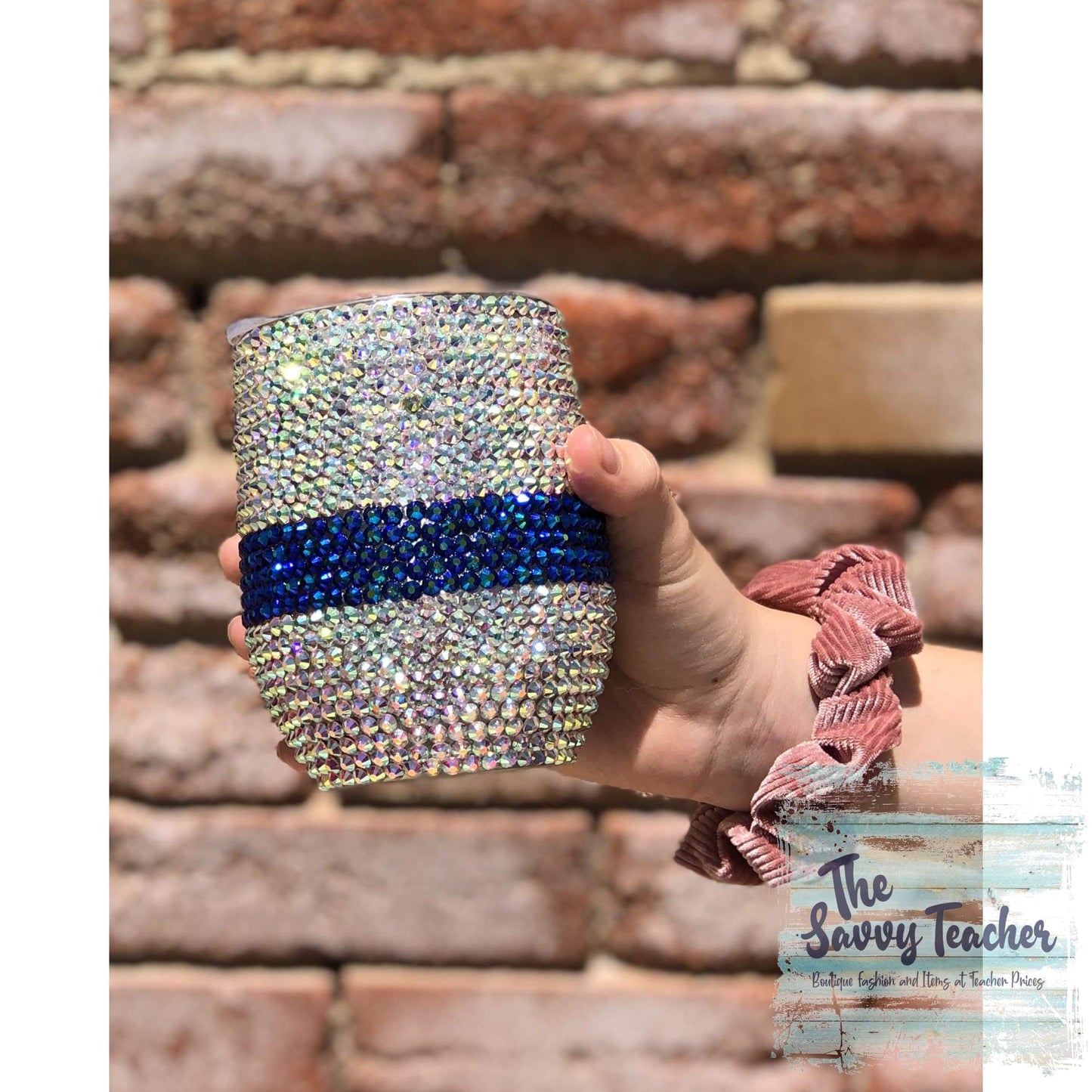 Thin Blue Line Rhinestone Wine Tumbler - Tumblers