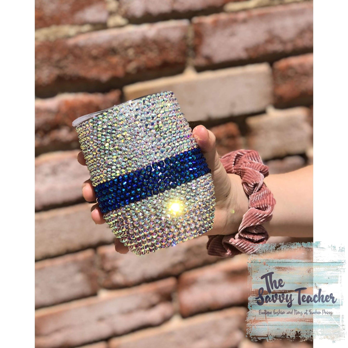 Thin Blue Line Rhinestone Wine Tumbler - Tumblers