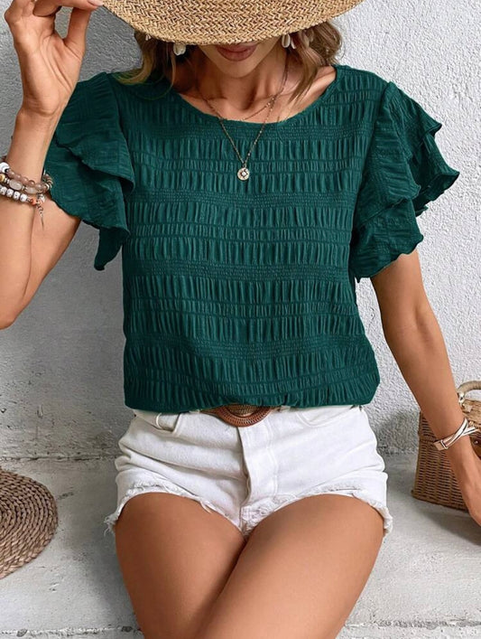 Green Ruffle Top