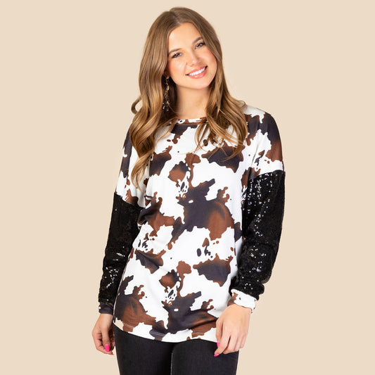 Sequin Cow Top