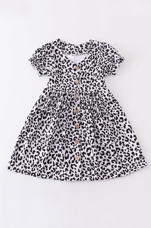 Grey Cheetah Pocket Dress