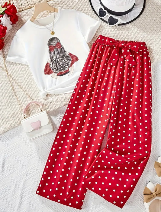 Red Polka Dot and matching Pants