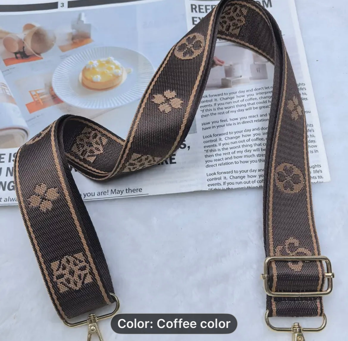 Dark brown geometric phone strap