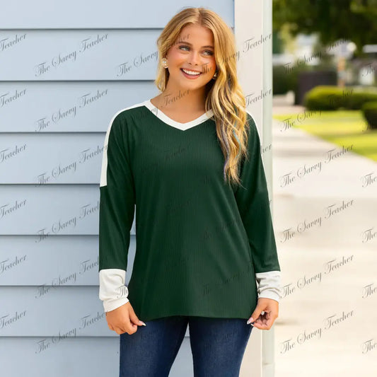 Green long sleeve blouse - Small - Shirts & Tops