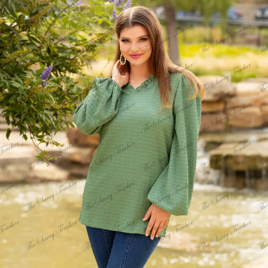 Sage Green Boutique Top - Small - Shirts & Tops