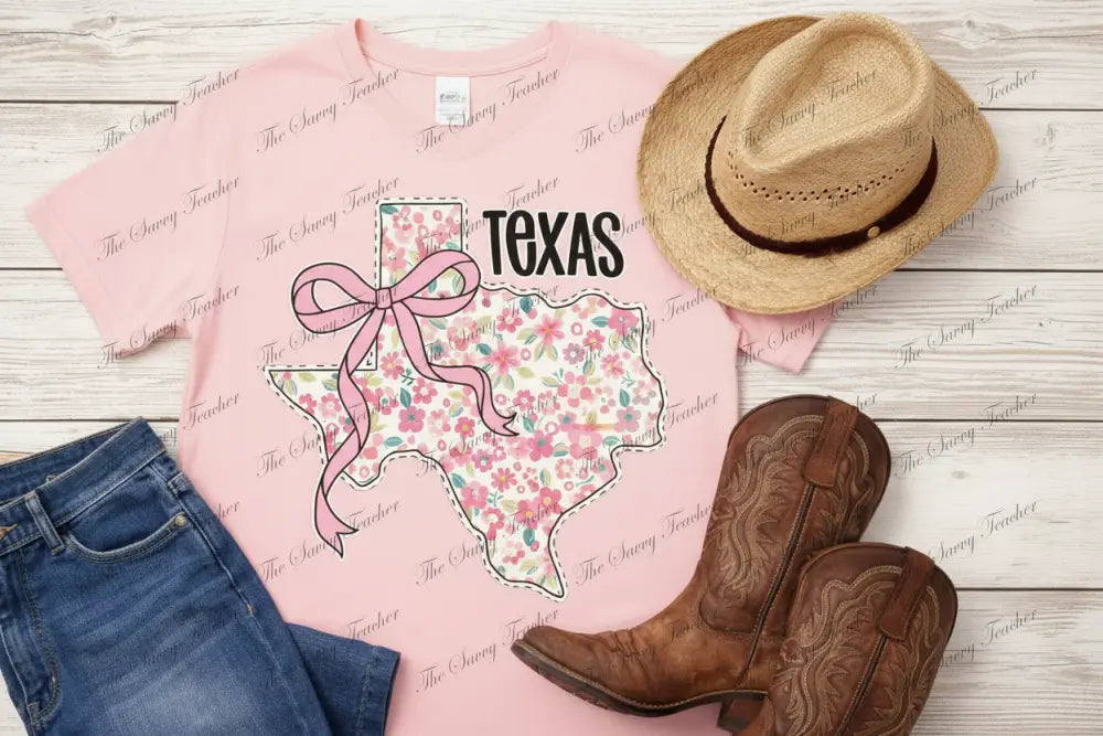 Texas Pink Bow - small - t-shirt