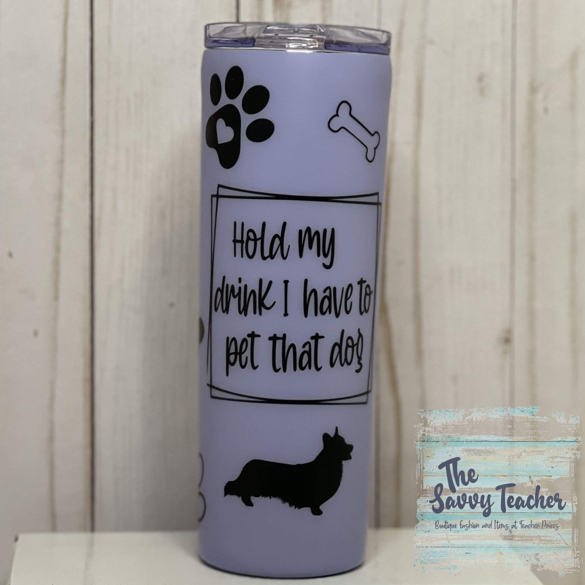 Hold my drink I need to pet the dog matte 20 oz tumbler. - 