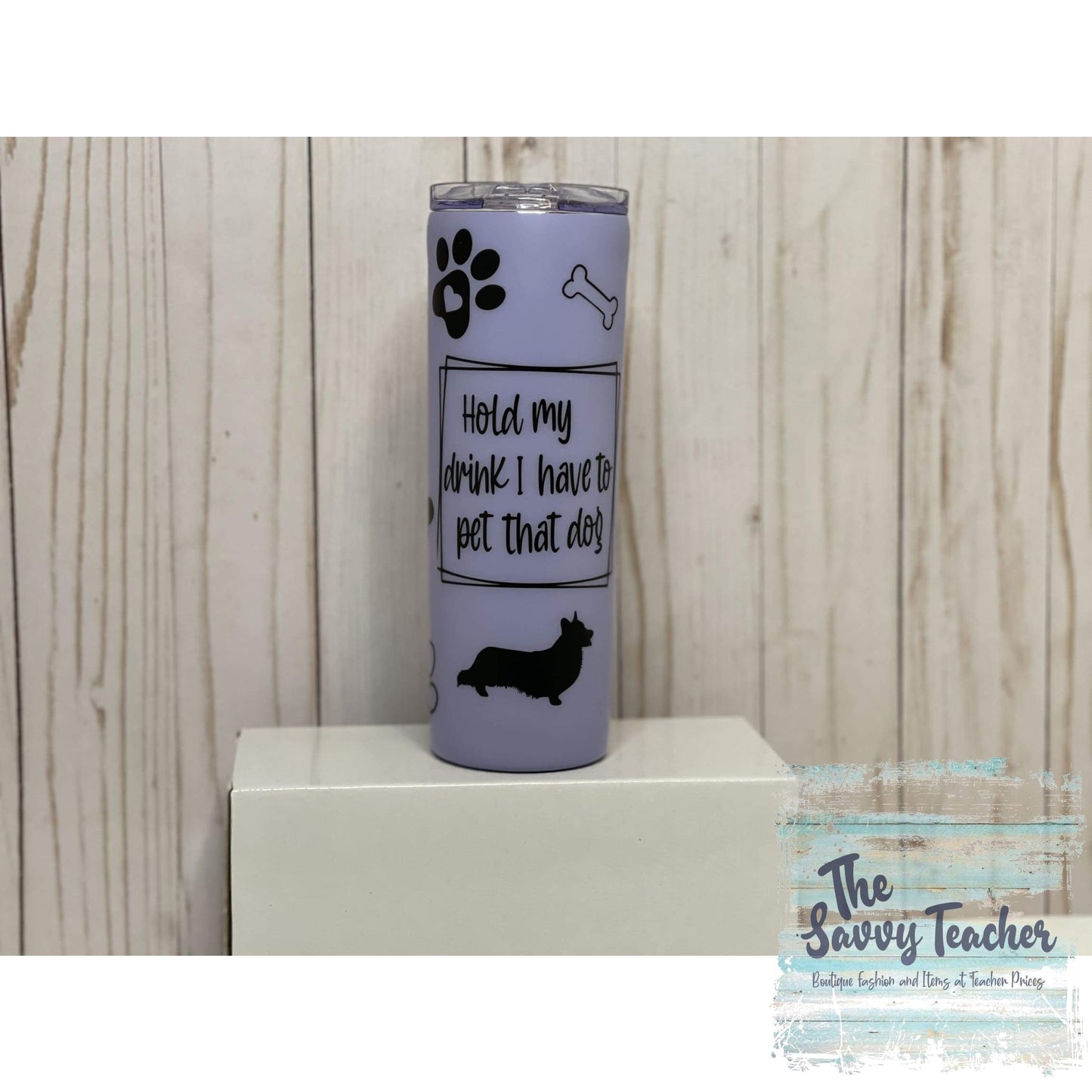 Hold my drink I need to pet the dog matte 20 oz tumbler. - 