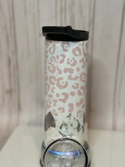 Soft pink leopard 25 oz duo topped tumbler