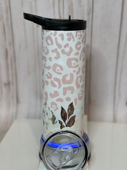 Soft pink leopard 25 oz duo topped tumbler