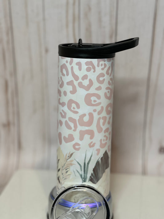 Soft pink leopard 25 oz duo topped tumbler