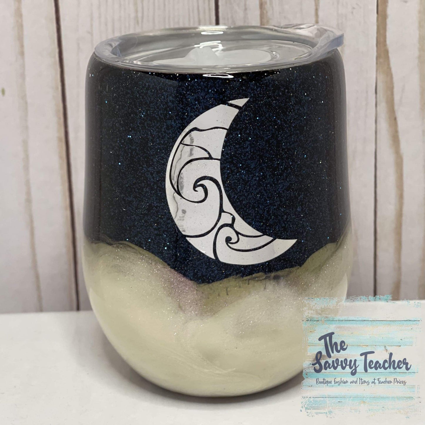 Moon above the clouds wine tumbler. - Tumblers